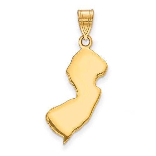 14k gold or sterling silver new jersey nj state map pendant charm personalized monogram