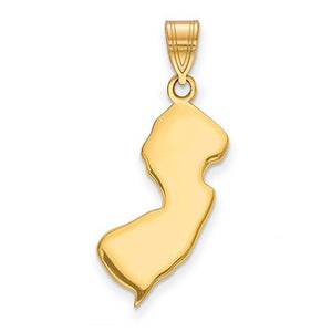 14K Gold or Sterling Silver New Jersey NJ State Map Pendant Charm Personalized Monogram