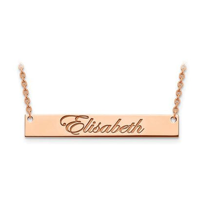 14k 10k gold sterling silver large name bar nameplate necklace personalized