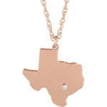 Lataa kuva Galleria-katseluun, 14k 10k Yellow Rose White Gold Diamond Silver Texas TX State Map Personalized City Necklace
