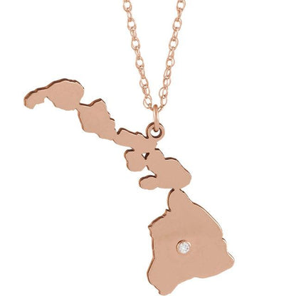 14k 10k yellow rose white gold diamond silver hawaii hi state map personalized city necklace