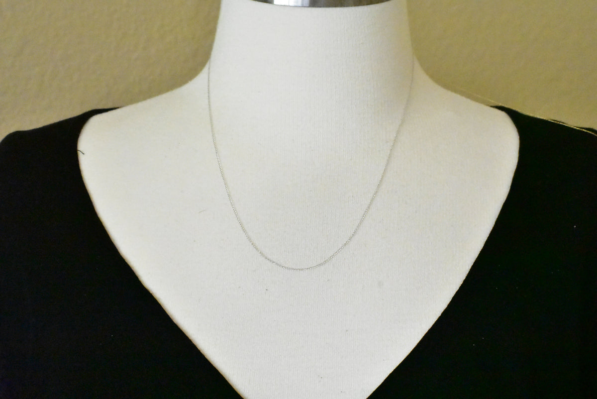 14k white gold 0.5mm thin curb bracelet anklet necklace choker pendant chain