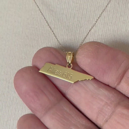 14K Gold or Sterling Silver Tennessee TN State Map Pendant Charm Personalized Monogram