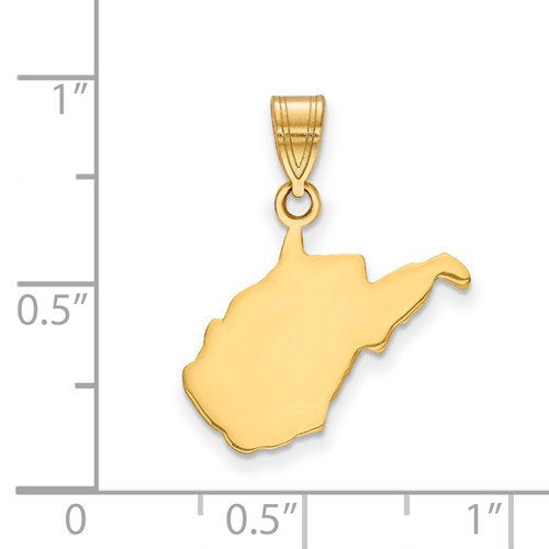 14k gold or sterling silver west virginia wv state map pendant charm personalized monogram