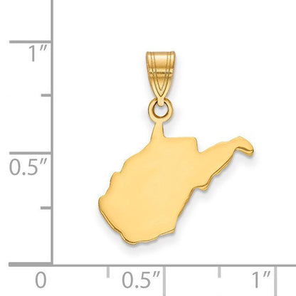 14k gold or sterling silver west virginia wv state map pendant charm personalized monogram