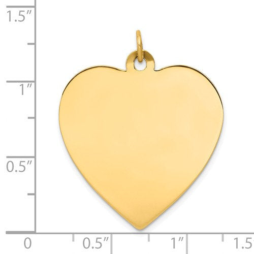 14k Yellow Gold 27mm Heart Disc Pendant Charm Personalized Monogram Engraved