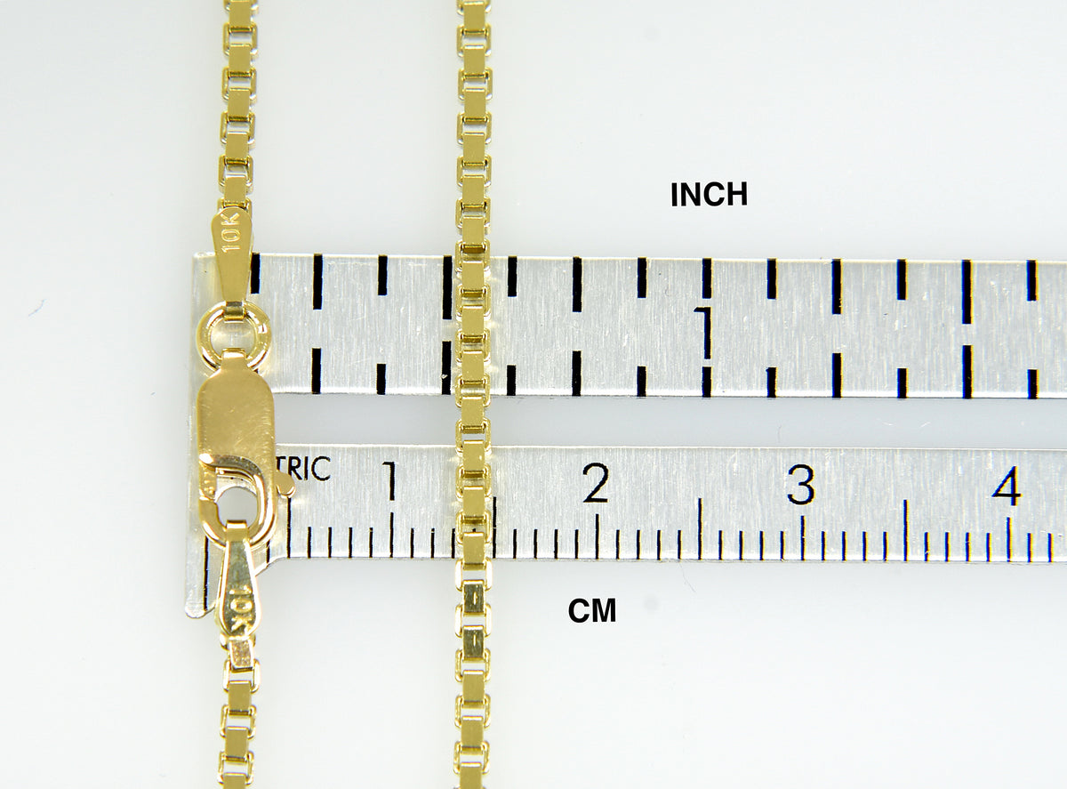 10k yellow gold 2mm box bracelet anklet choker necklace pendant chain