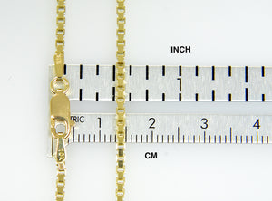 10k Yellow Gold 2mm Box Bracelet Anklet Choker Necklace Pendant Chain