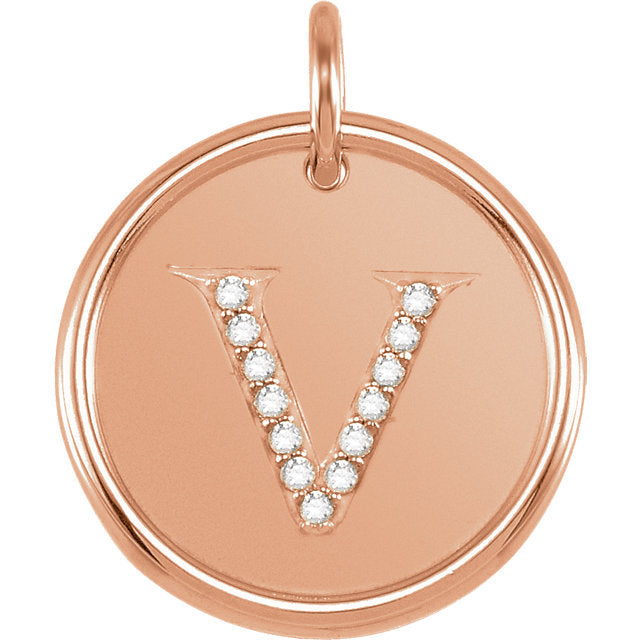 14k yellow rose white gold genuine diamond uppercase letter v initial alphabet pendant charm custom made to order personalized engraved
