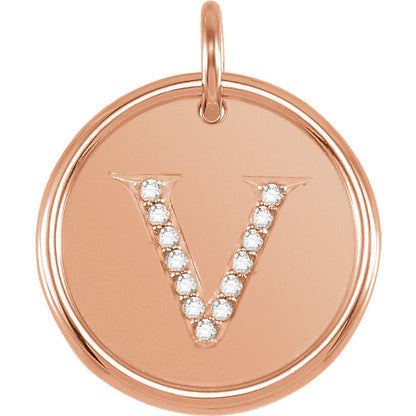 14k yellow rose white gold genuine diamond uppercase letter v initial alphabet pendant charm custom made to order personalized engraved