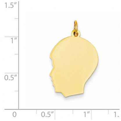 10k yellow gold 17mm boy head facing left silhouette engravable disc pendant charm engraved personalized monogram