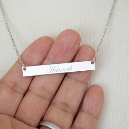 14k 10k Gold Sterling Silver Large Name Bar Nameplate Necklace Personalized