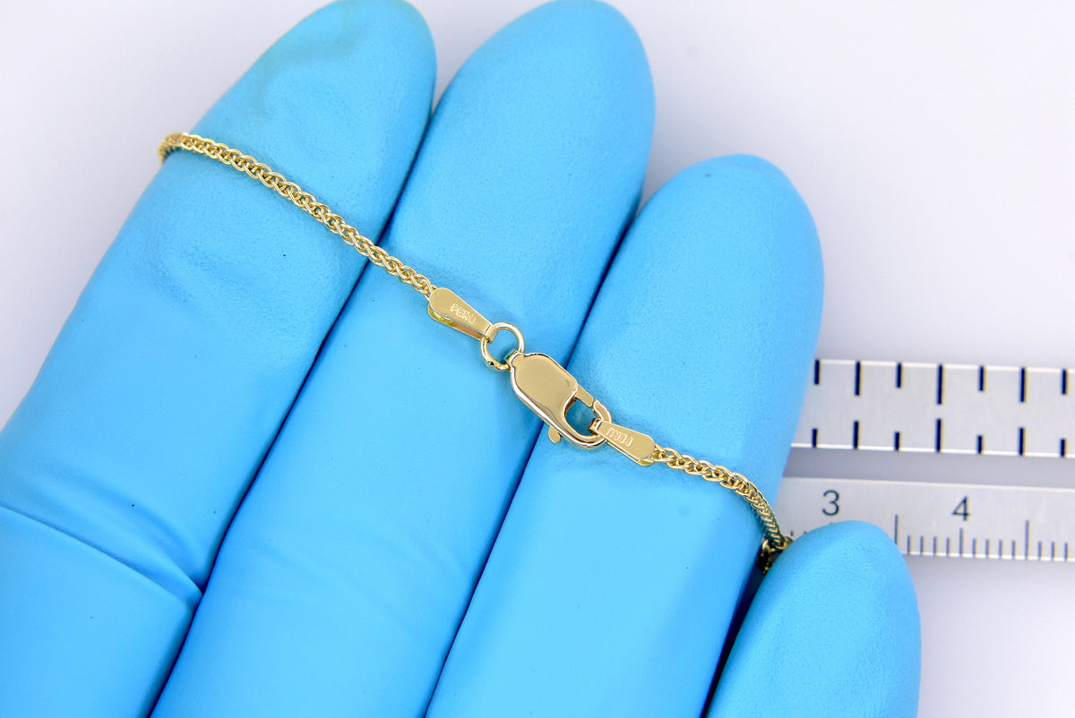 10k yellow gold 1.25mm spiga bracelet anklet choker necklace pendant chain lobster clasp