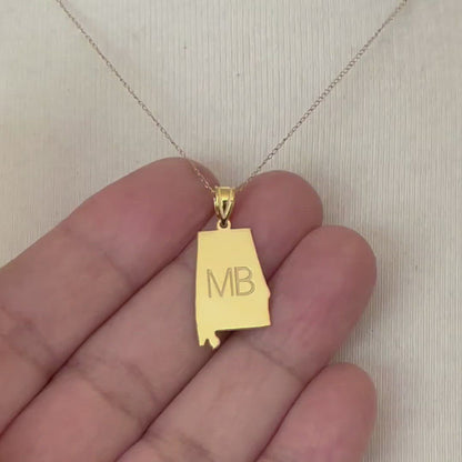 14K Gold or Sterling Silver Alabama  AL State Pendant Charm Personalized Monogram