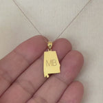 Load and play video in Gallery viewer, 14K Gold or Sterling Silver Alabama  AL State Pendant Charm Personalized Monogram

