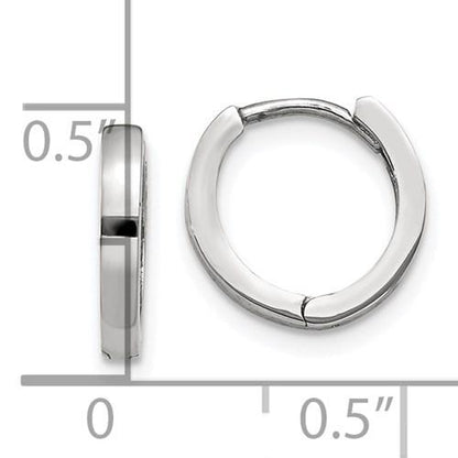 14k white gold classic huggie hinged hoop earrings 11mm x 2mm