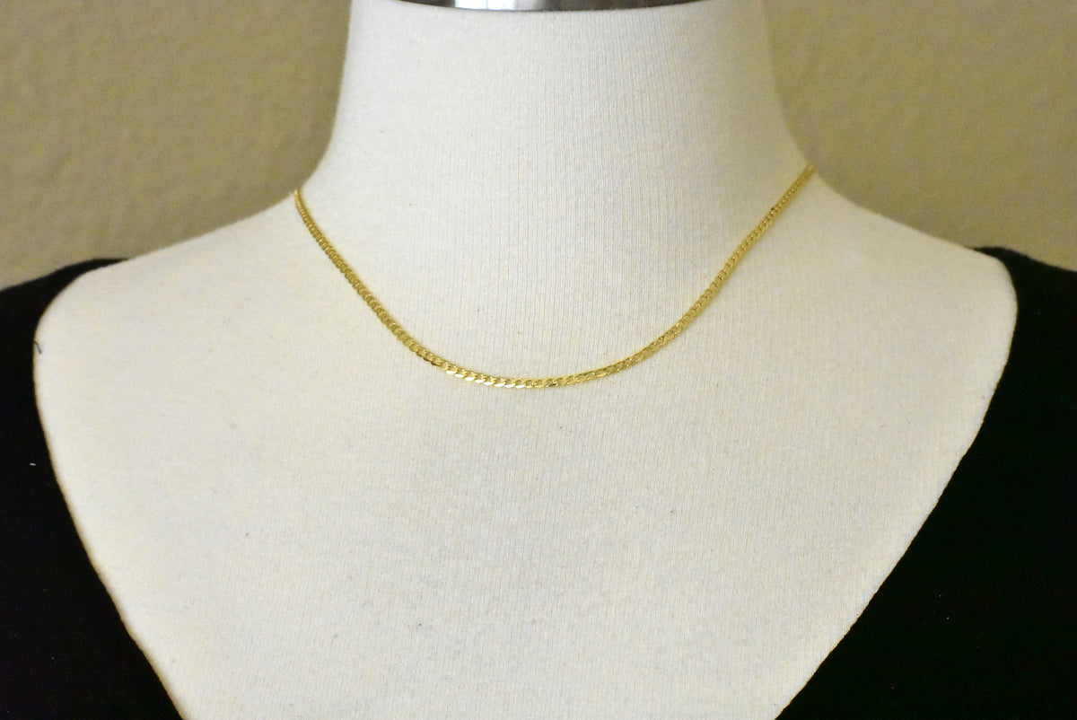 14k yellow gold 2.2mm beveled curb link bracelet anklet choker necklace pendant chain