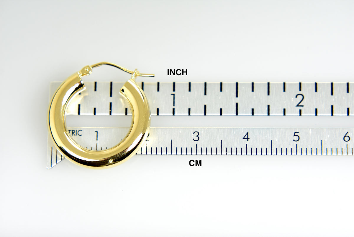 14k yellow gold classic round hoop earrings 20mm x 4mm