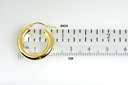 14k yellow gold classic round hoop earrings 20mm x 4mm