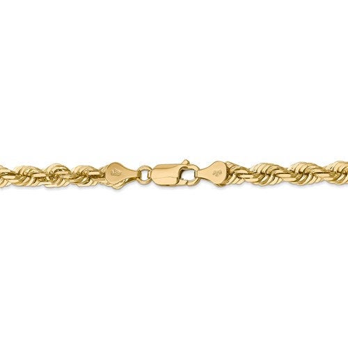 14k solid yellow gold 5.5mm diamond cut rope bracelet anklet choker necklace pendant chain