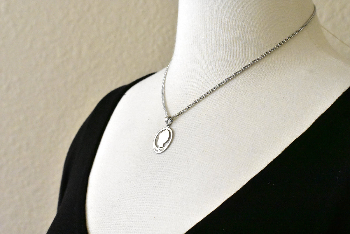 14k 10k yellow white sterling silver boy head silhouette name engraved personalized