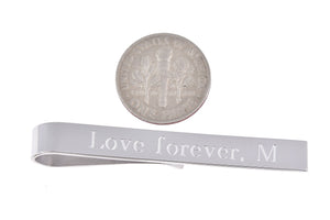Sterling Silver Engravable Tie Bar Clip Personalized Engraved Monogram