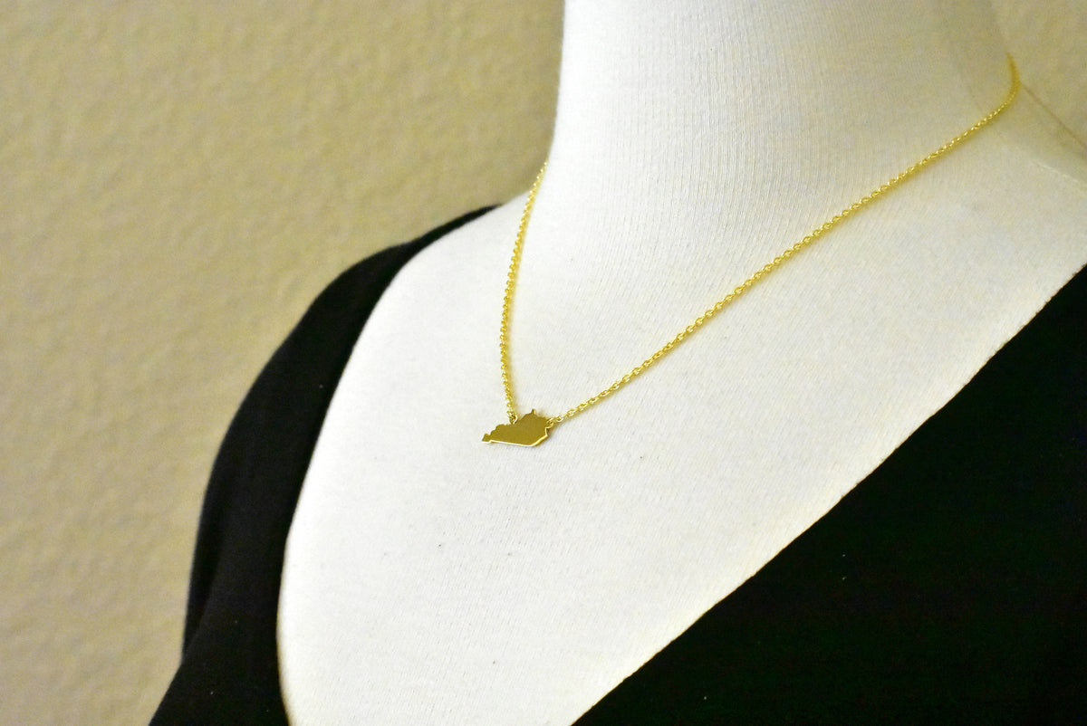 14k gold or sterling silver kentucky ky state name necklace personalized monogram