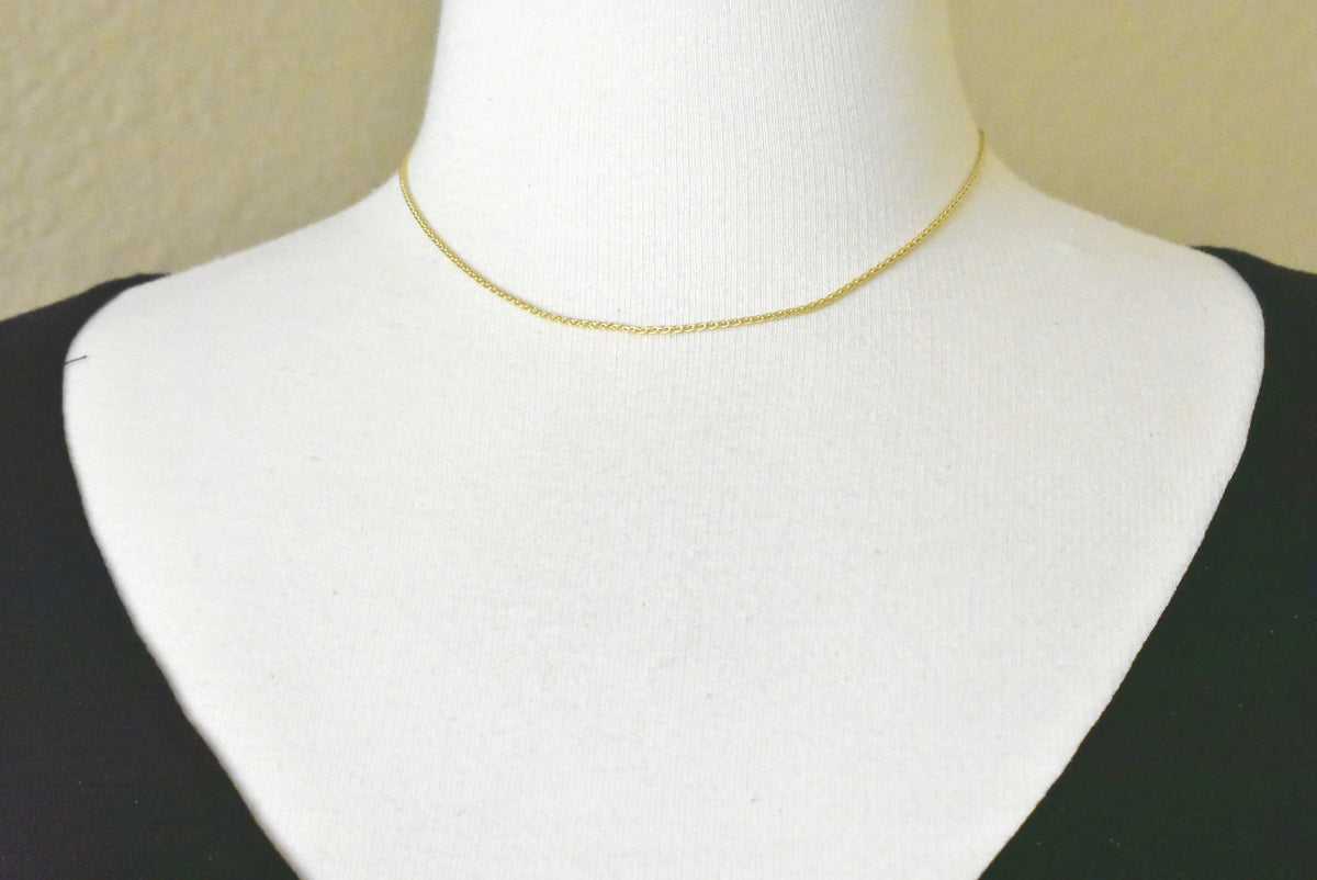 14k yellow gold 1.5mm parisian wheat bracelet anklet choker necklace pendant chain