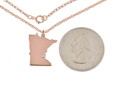 14k 10k yellow rose white gold diamond silver minnesota mn state map personalized city necklace