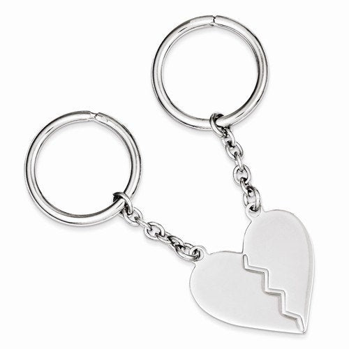 engravable sterling silver heart two piece key holder ring keychain personalized engraved