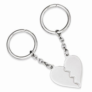Engravable Sterling Silver Heart Two Piece Key Holder Ring Keychain Personalized Engraved
