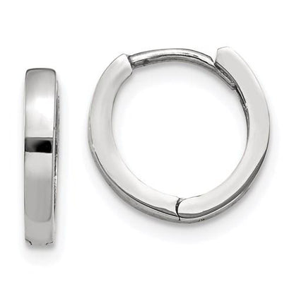 14k white gold classic huggie hinged hoop earrings 11mm x 2mm