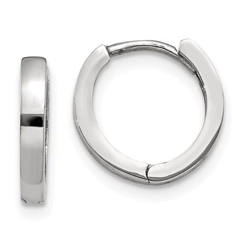 14k white gold classic huggie hinged hoop earrings 11mm x 2mm