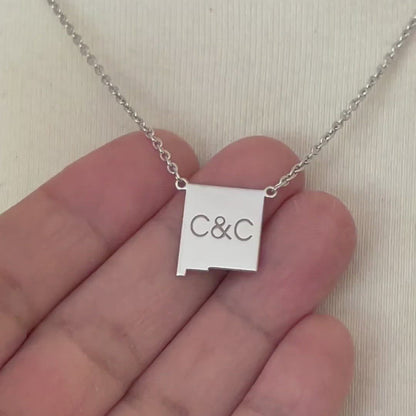 14K Gold or Sterling Silver New Mexico NM State Name Necklace Personalized Monogram