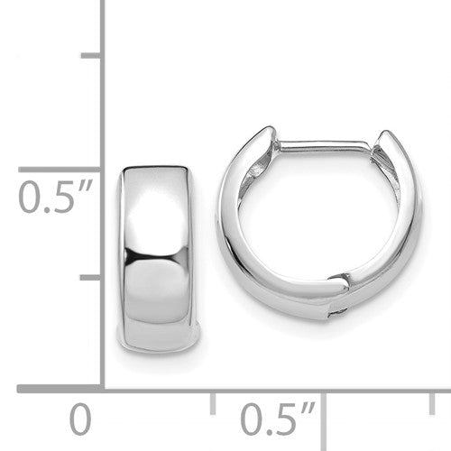 14k white gold classic huggie hinged hoop earrings 12mm x 5mm