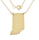 Załaduj obraz do przeglądarki galerii, 14k Gold 10k Gold Silver Indiana State Map Necklace Heart Personalized City
