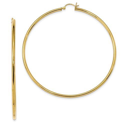 yellow gold plated sterling silver 3.15 inch round hoop earrings 80mm x 2.5mm