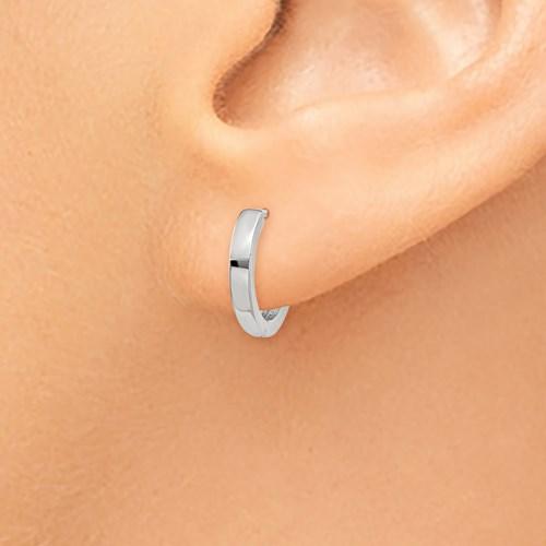 14k white gold classic huggie hinged hoop earrings 11mm x 2mm