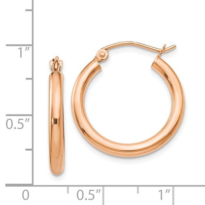 14k rose gold classic round hoop earrings 20mm x 2.5mm
