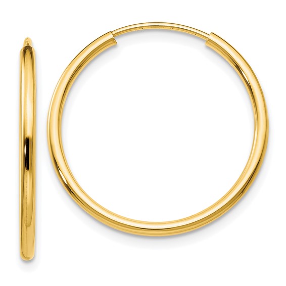 14k yellow gold classic endless round hoop earrings 20mm x 1.5mm