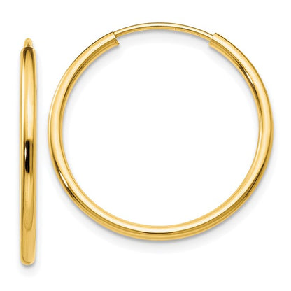 14k yellow gold classic endless round hoop earrings 20mm x 1.5mm