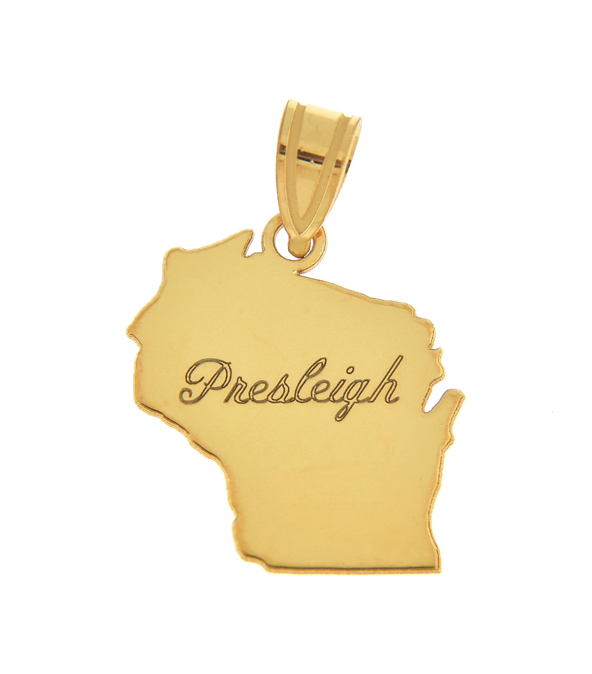 14k gold or sterling silver wisconsin wi state map pendant charm personalized monogram