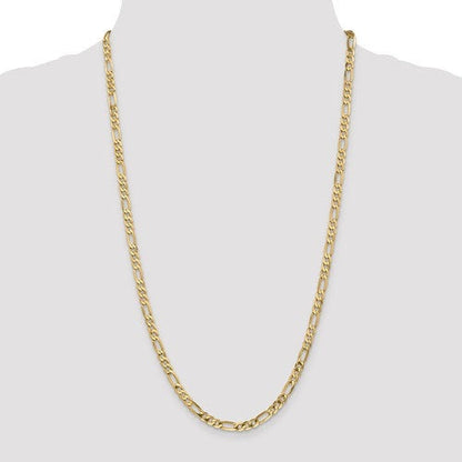 14k yellow gold 4.75mm flat figaro bracelet anklet choker necklace pendant chain