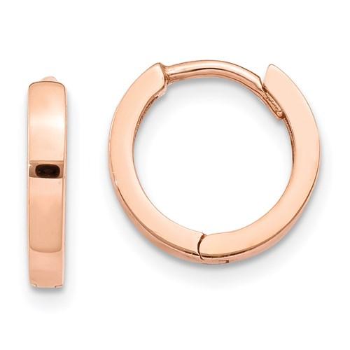14k rose gold classic huggie hinged hoop earrings 11mm x 2mm