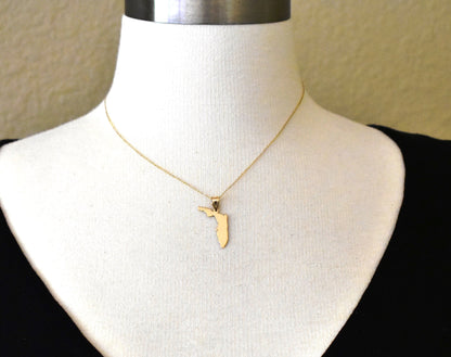 14k gold or sterling silver florida fl state map pendant charm personalized monogram