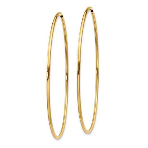 14k yellow gold extra large endless round hoop earrings 52mm x 1.25mm
