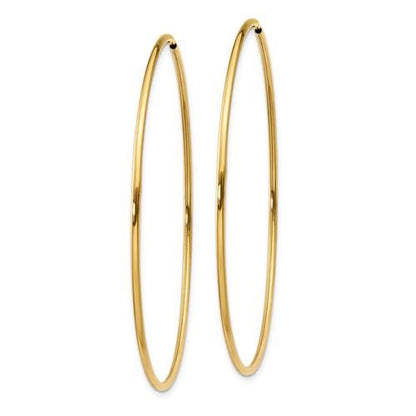 14k yellow gold extra large endless round hoop earrings 52mm x 1.25mm