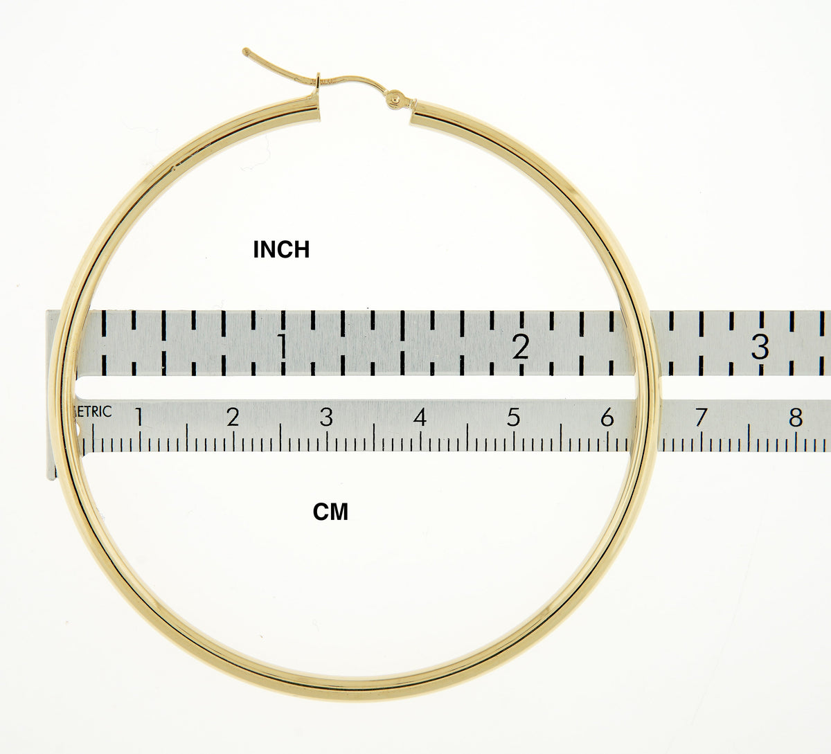 14k yellow gold classic round large hoop earrings 64mm x 3mm