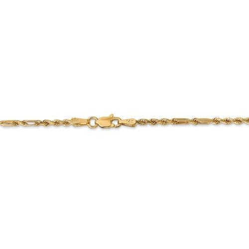 14k yellow gold 2.25mm diamond cut milano rope bracelet anklet necklace pendant chain