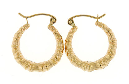 14k yellow gold bamboo hoop earrings 16mm